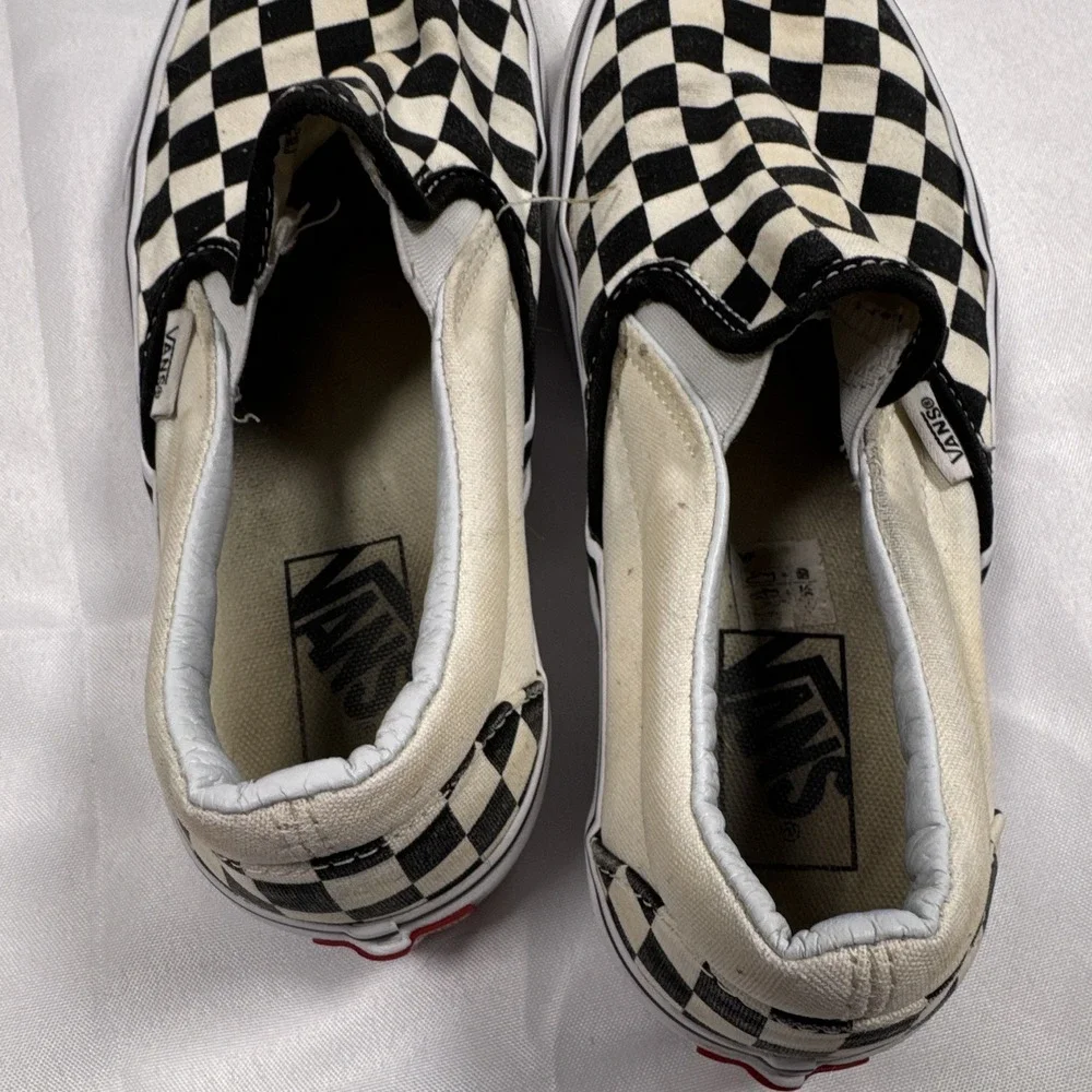 VANS Classic Slip-On Checkerboard Canvas Slip-On Black/White Men's US 7